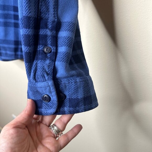 LL Bean Men’s Fleece Check Plaid Shirt in Blue Size XXL - Picture 3 of 6